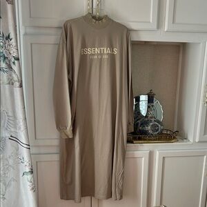 Fear of God ESSENTIALS Logo Long Sleeve Dress - Taupe Cream